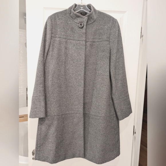 Jones New York Women's Stand-Collar gray pea soft cozy warm wool midi Coat sz 6 - Picture 1 of 10